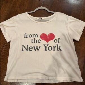 LNA Cream Kids T-Shirt with Heart and New York Print